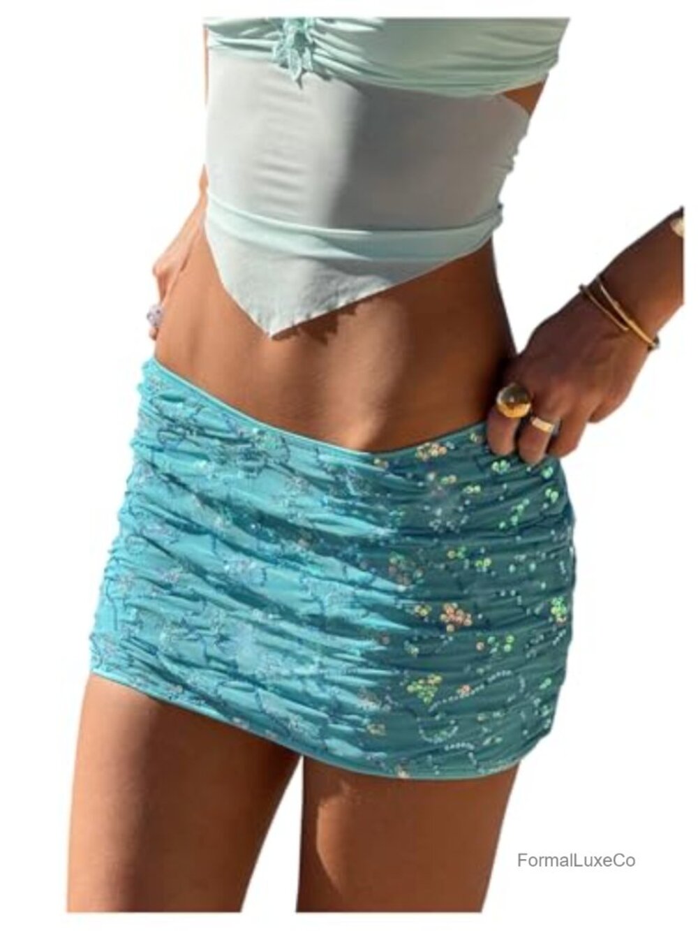 Sequin Low Waist Bodycon Mini Skirt Party Night Out Clubwear